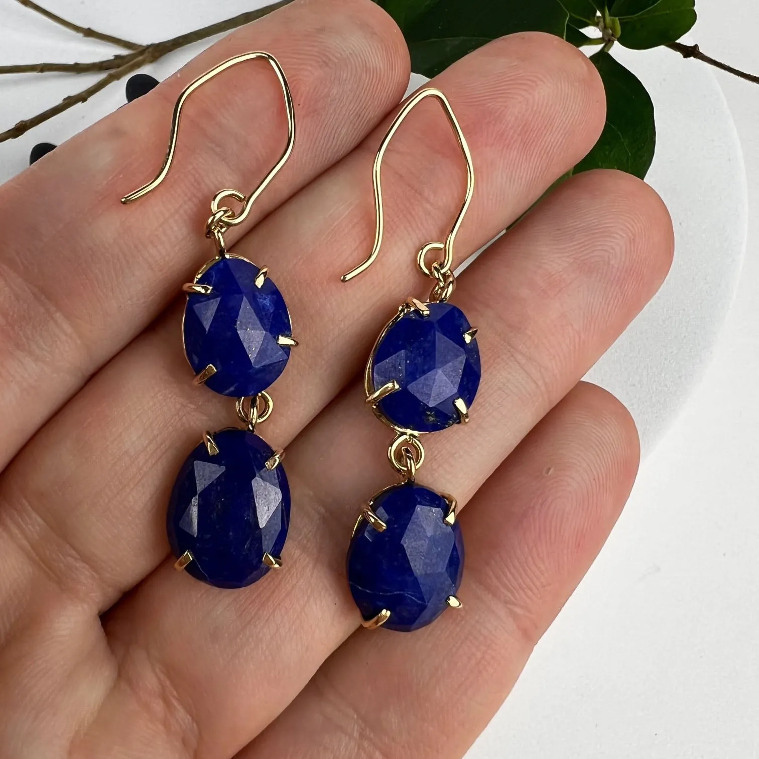 14k Lapis Night Sky Earrings