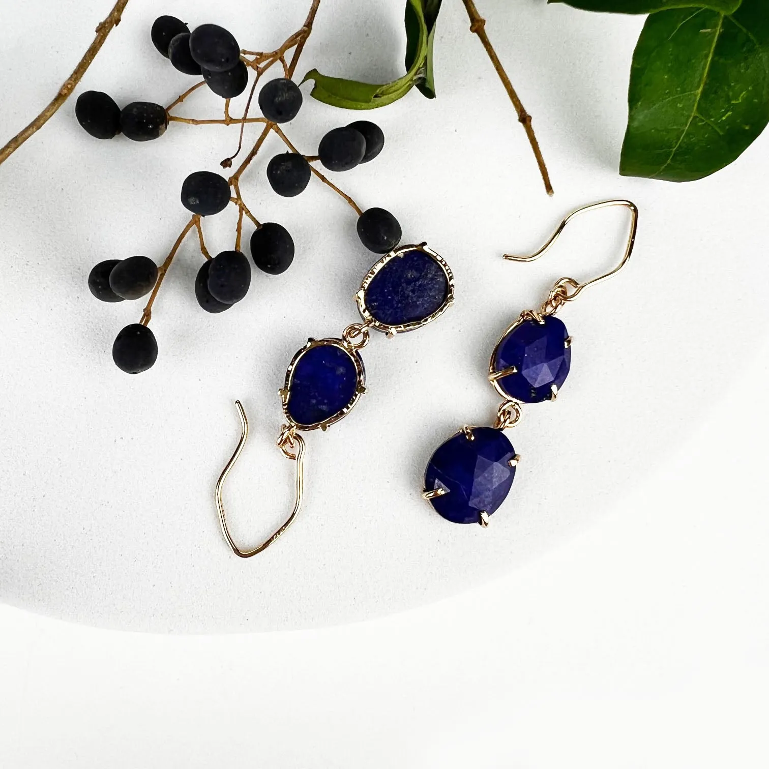 14k Lapis Night Sky Earrings