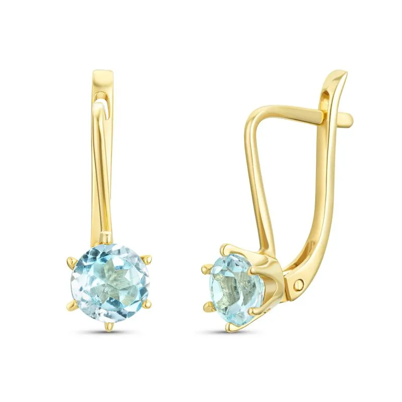 14K Yellow Gold Drop Earrings Inlaid With Topaz