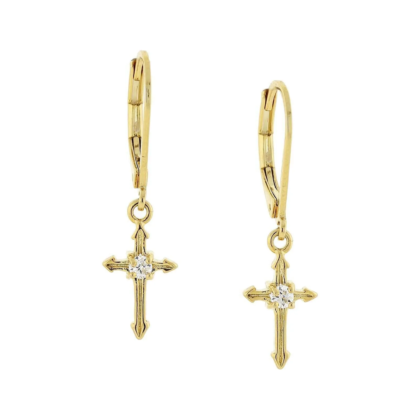 1928 Jewelry Cubic Zirconia Cross Drop Earrings