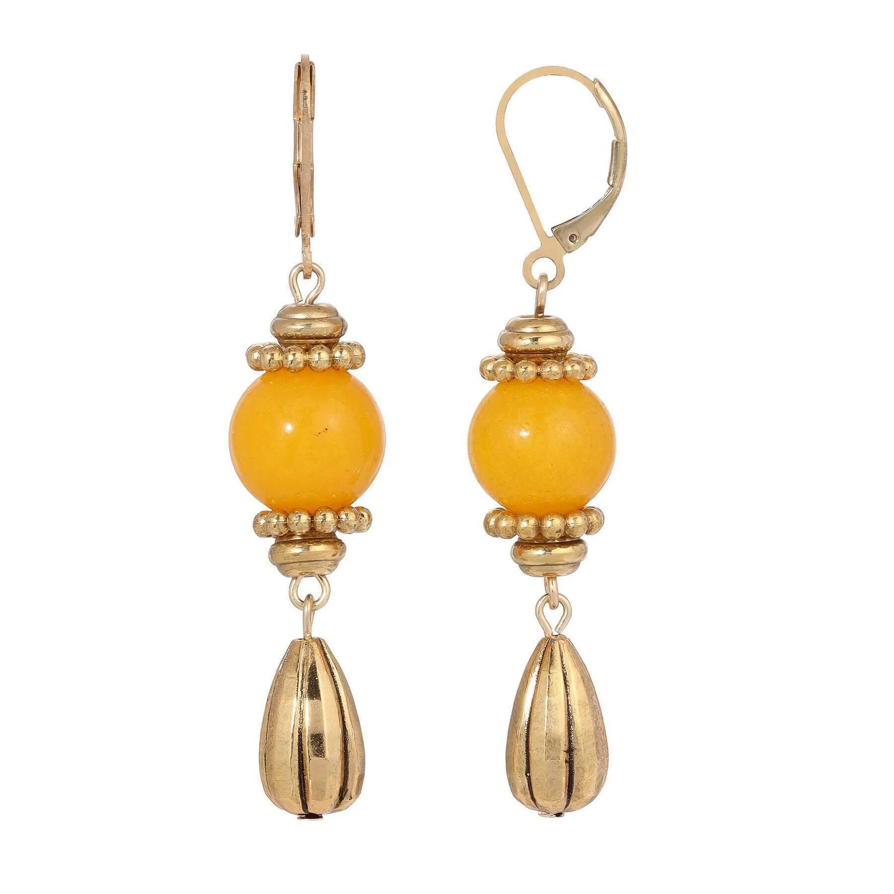 1928 Jewelry Round Gemstone Melon Cut Teardrop Earrings