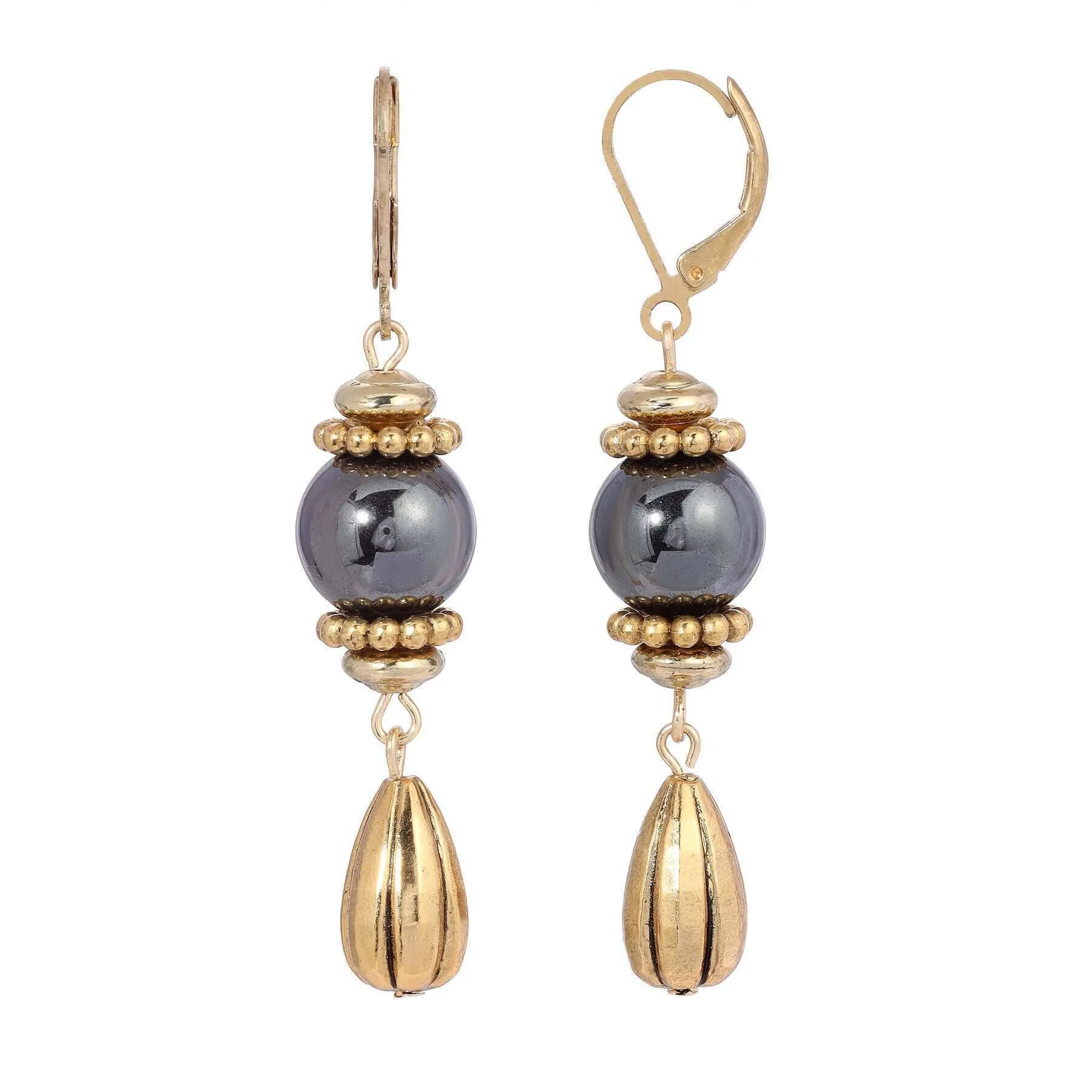 1928 Jewelry Round Gemstone Melon Cut Teardrop Earrings