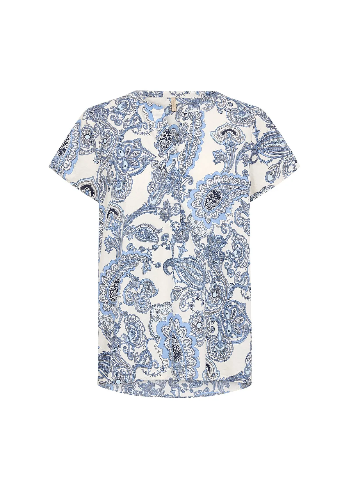 40547-  Blue and White Soft Paisley Blouse - Soya Concept