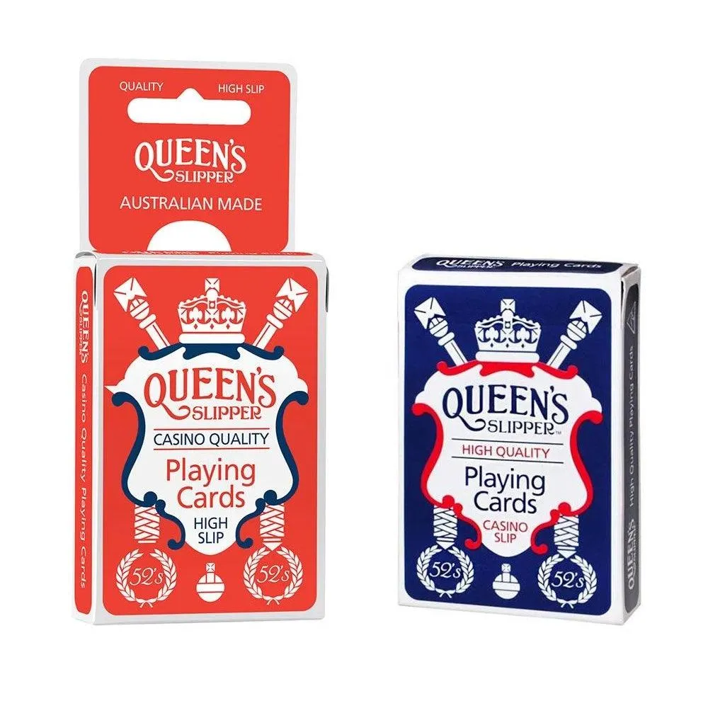 6 Decks Queen's Slipper 52's Playing Cards Blue/Red Bulk