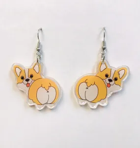 Acrylic Corgi Butt Earrings Cute Kawaii jewelry