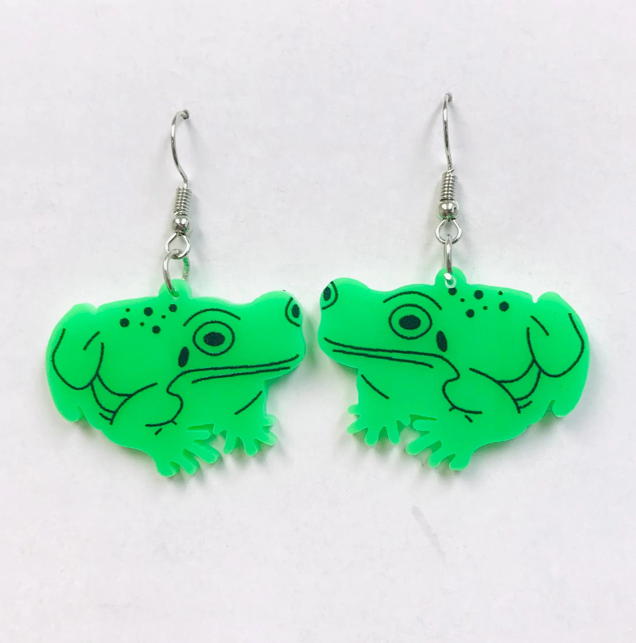 Acrylic Green Frog Earrings