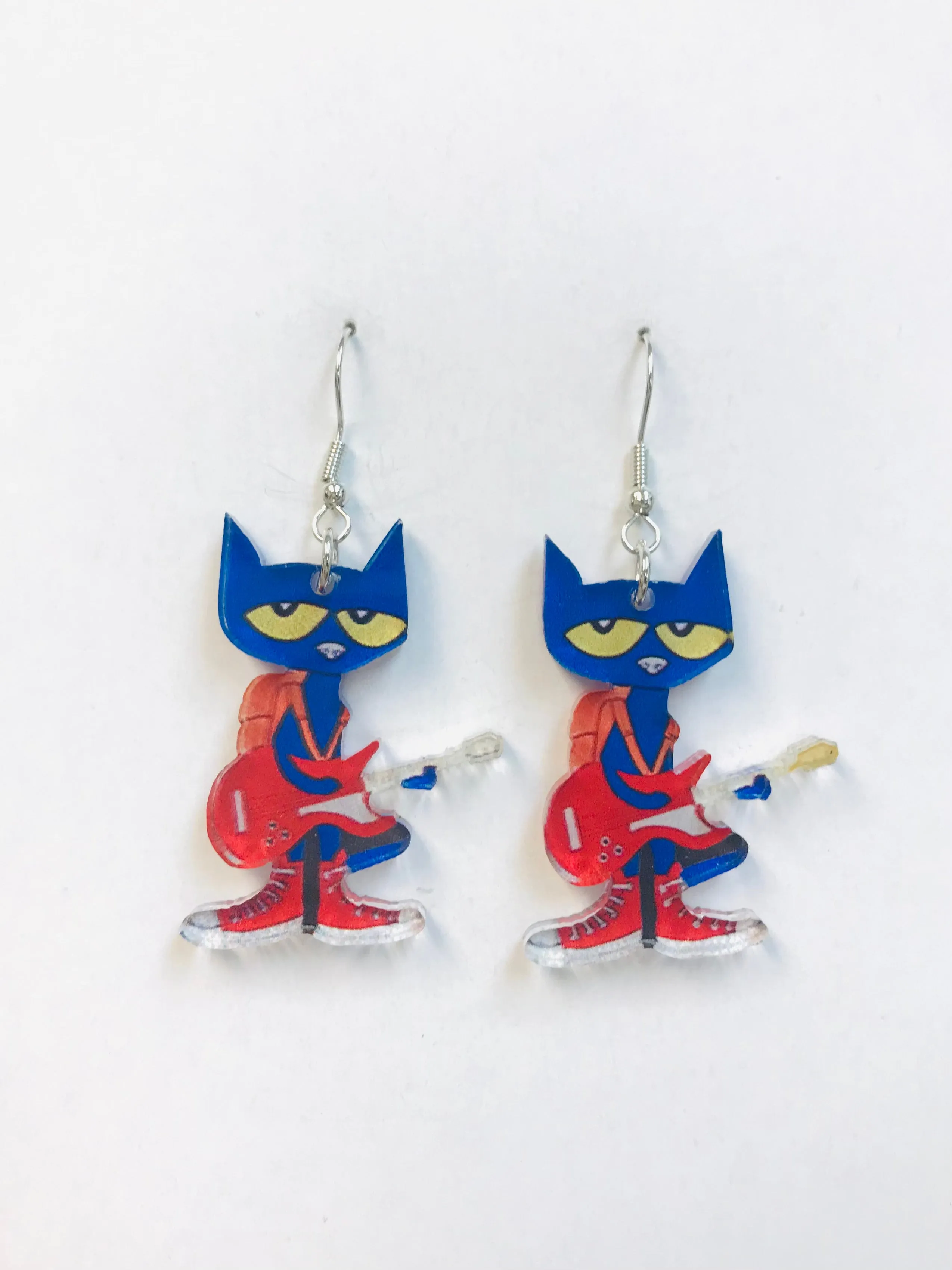 Acrylic Pete The Cat Earrings, Rocking In My School Shoes