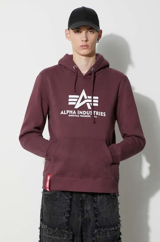 Alpha Industries sweatshirt Basic Hoody men's maroon color 178312.21