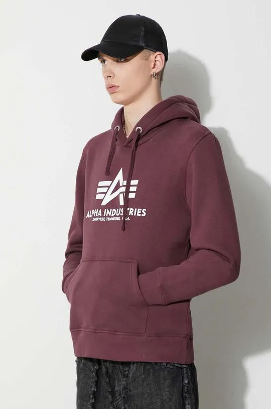 Alpha Industries sweatshirt Basic Hoody men's maroon color 178312.21