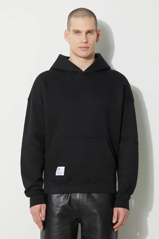 Alpha Industries sweatshirt Logo BP Hoody men's black color 146336