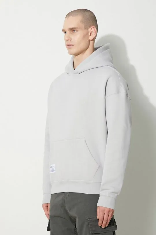 Alpha Industries sweatshirt Logo BP Hoody men's gray color 146336