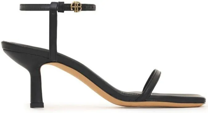 ANINE BING logo-plaque open-toe sandals Black