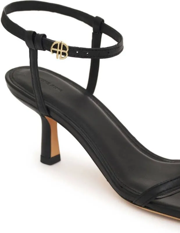 ANINE BING logo-plaque open-toe sandals Black