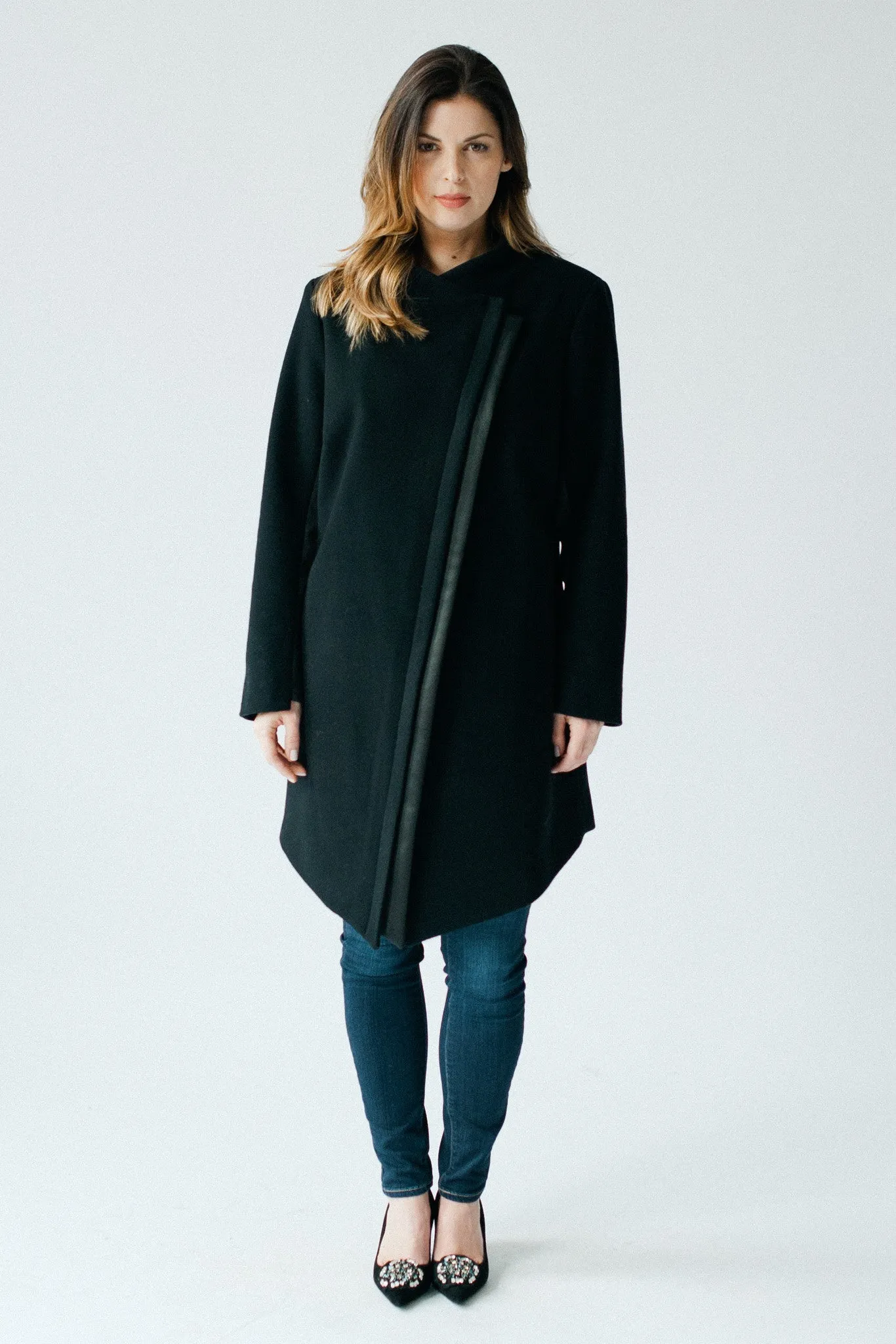 Astor Asymmetric Coat - Black