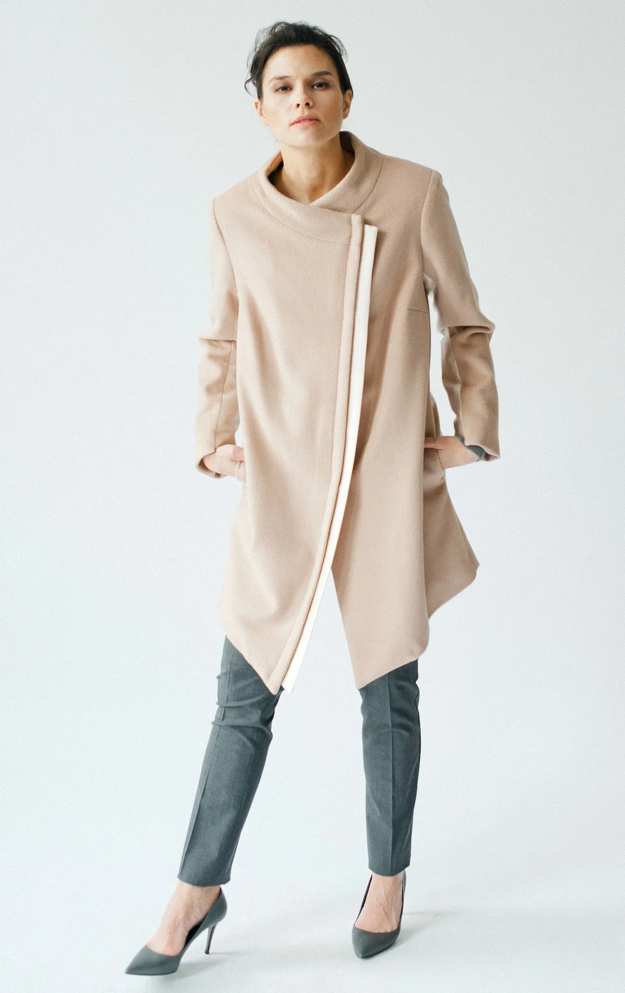 Astor Asymmetric Coat - Sand