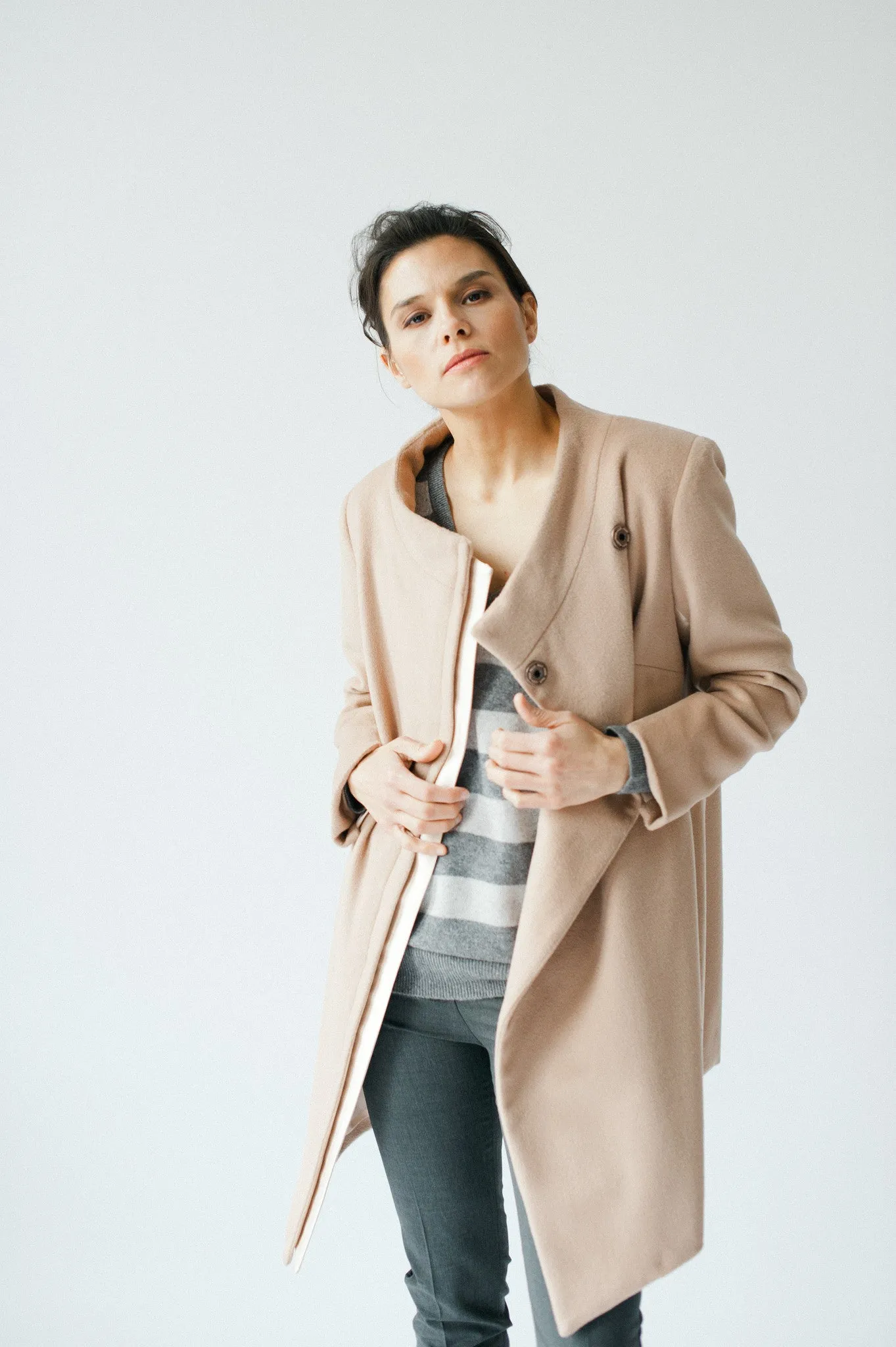 Astor Asymmetric Coat - Sand