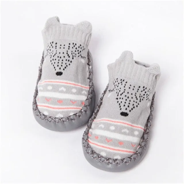 Baby shoes socks Children Infant Cartoon Socks Baby Gift Kids Indoor Floor Socks Leather Sole Non-Slip Thick Towel Socks