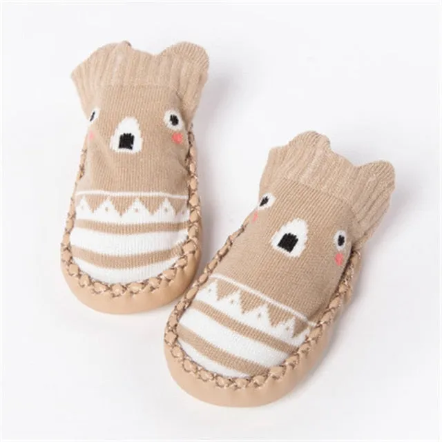 Baby shoes socks Children Infant Cartoon Socks Baby Gift Kids Indoor Floor Socks Leather Sole Non-Slip Thick Towel Socks