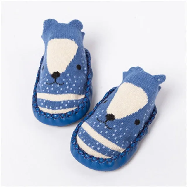 Baby shoes socks Children Infant Cartoon Socks Baby Gift Kids Indoor Floor Socks Leather Sole Non-Slip Thick Towel Socks