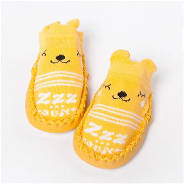 Baby shoes socks Children Infant Cartoon Socks Baby Gift Kids Indoor Floor Socks Leather Sole Non-Slip Thick Towel Socks