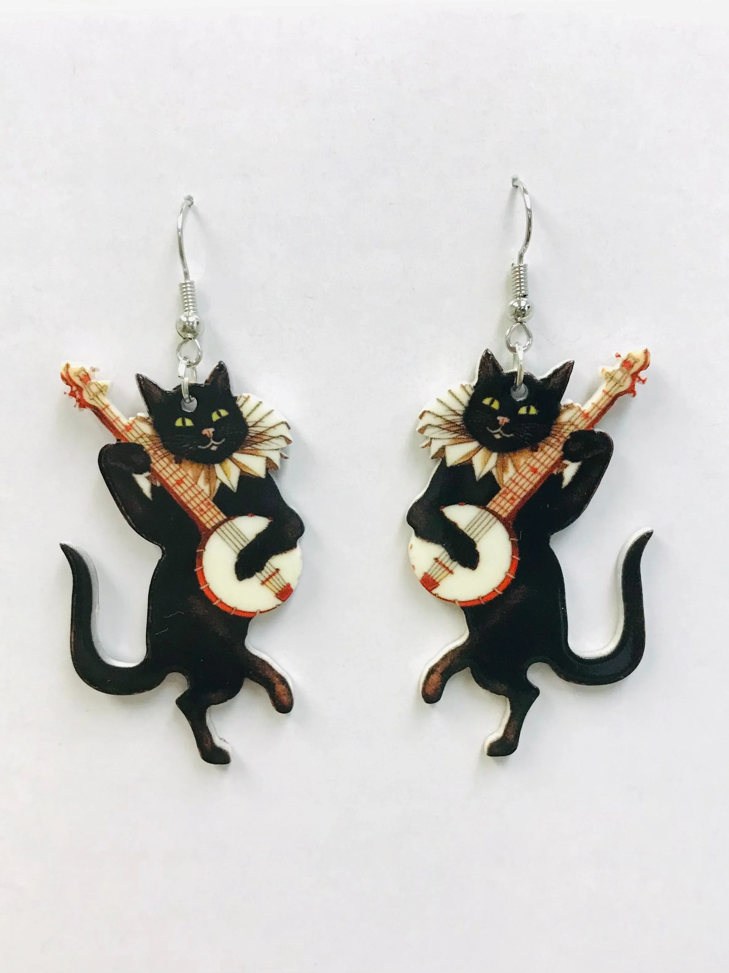 Banjo Cat Acrylic Earrings | Cat Earrings