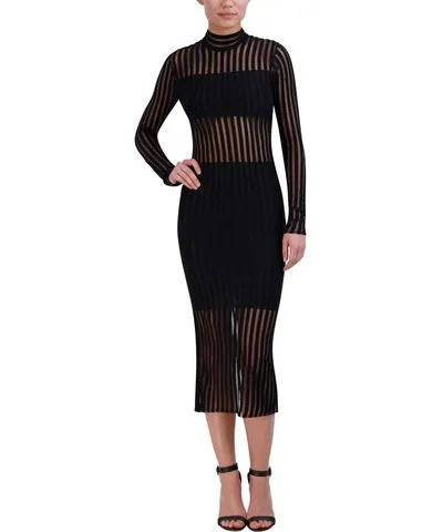 Bcbgmaxazria Womens Sheer Striped Midi Dress