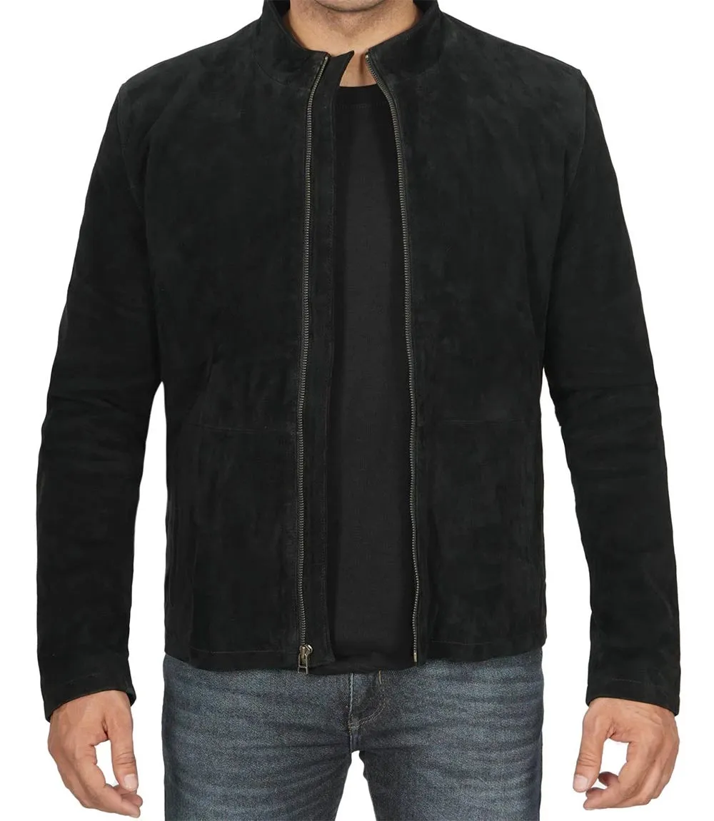 Bond Men's Black Casual Suede Jacket