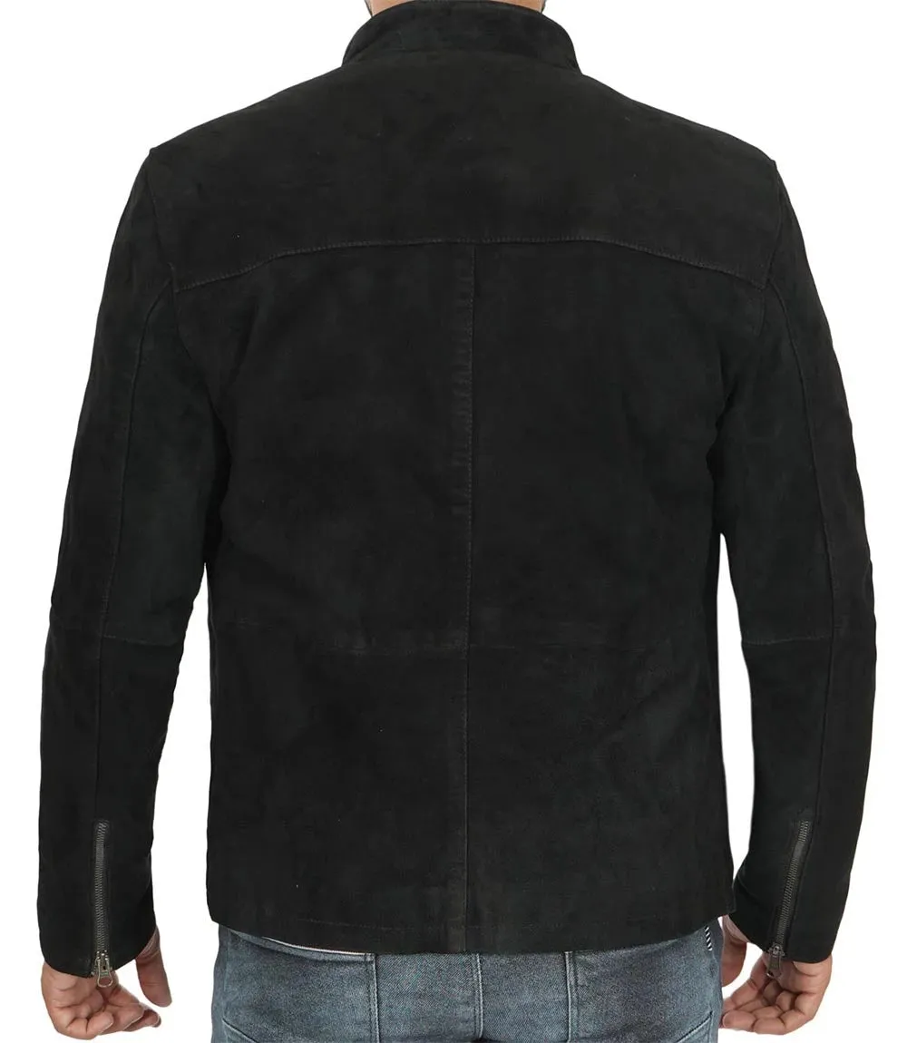 Bond Men's Black Casual Suede Jacket