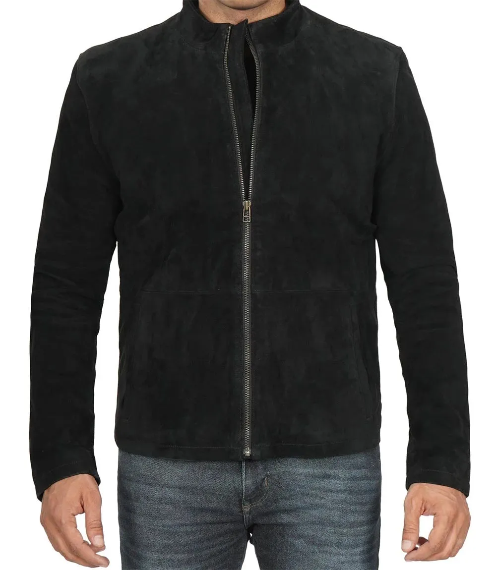 Bond Men's Black Casual Suede Jacket