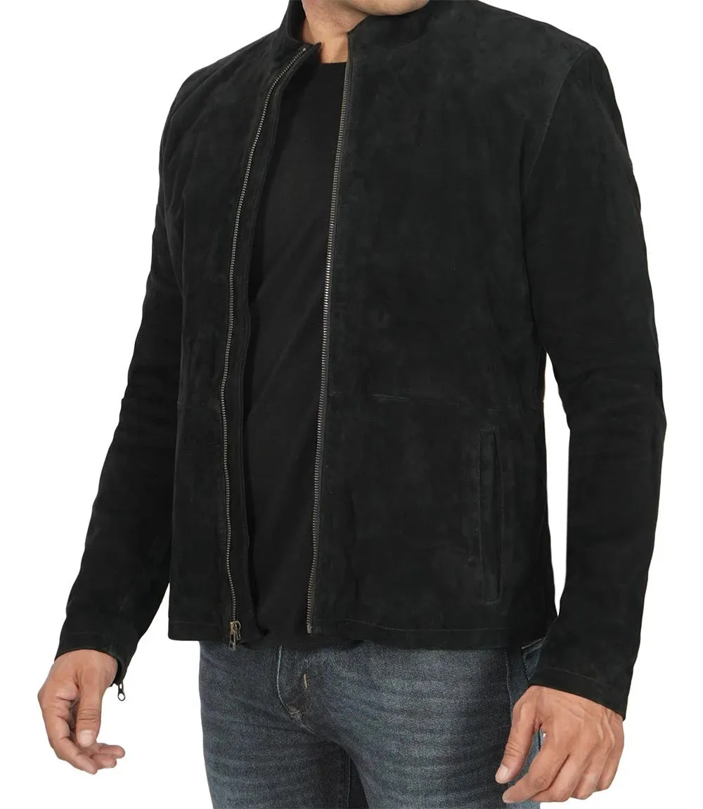 Bond Men's Black Casual Suede Jacket