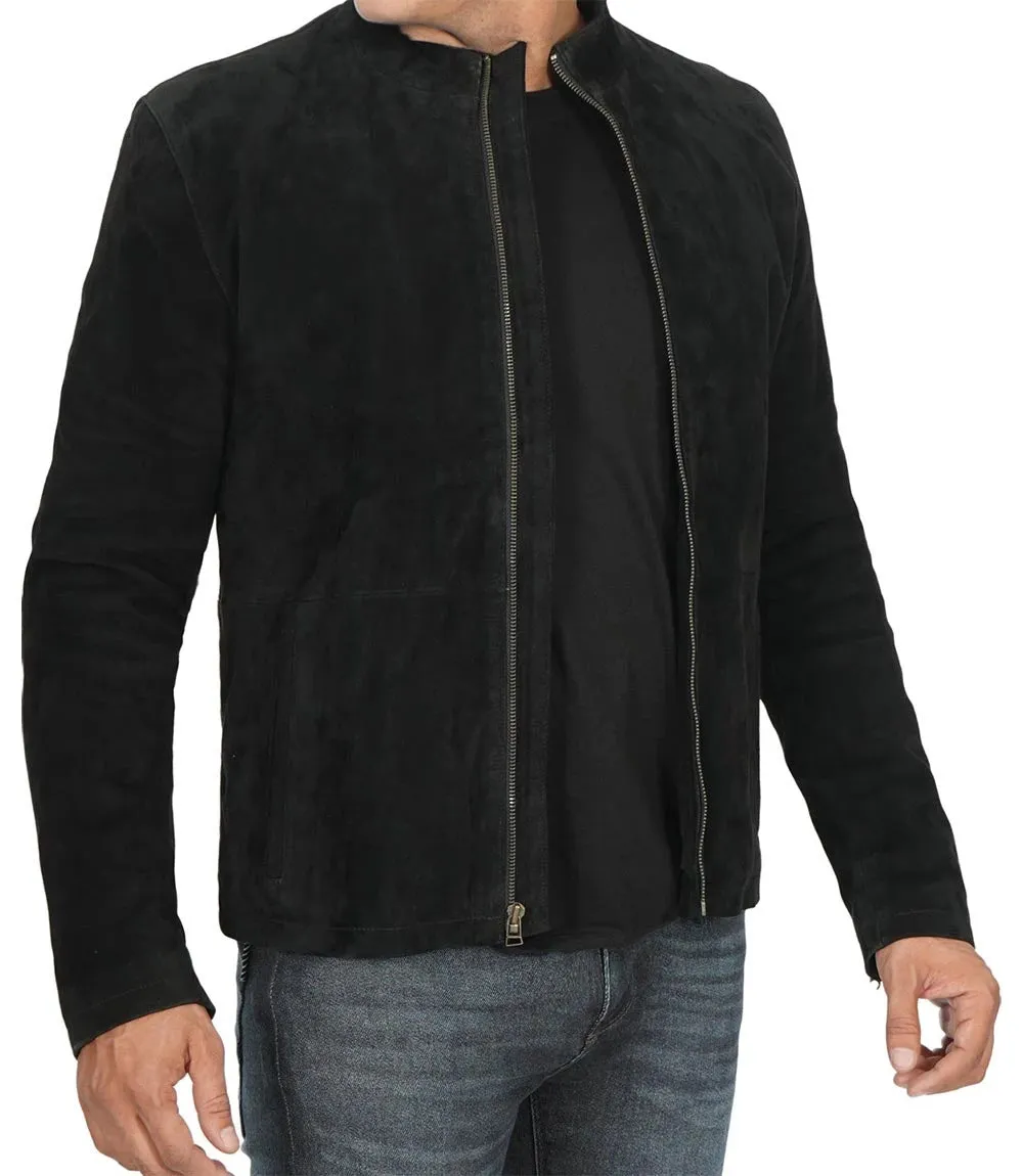 Bond Men's Black Casual Suede Jacket