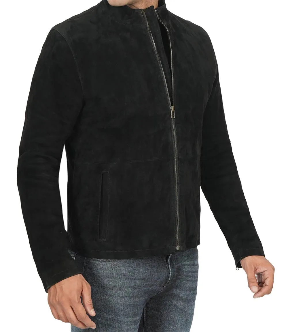 Bond Men's Black Casual Suede Jacket