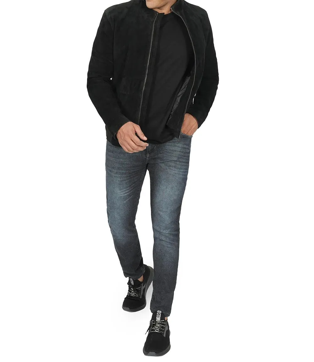 Bond Men's Black Casual Suede Jacket