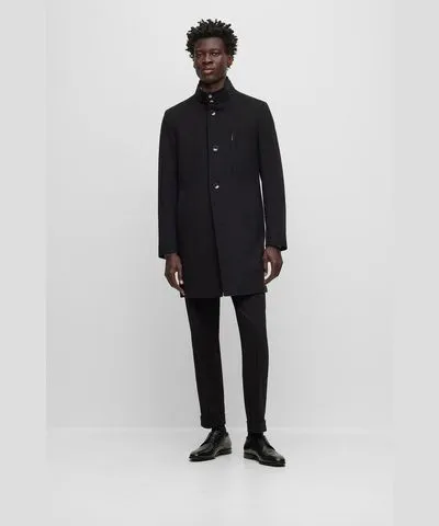 Boss Slim-fit formal coat in virgin wool and cashmere