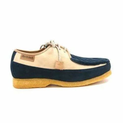 British Walkers Crown Men's Navy and Beige Suede Crepe Sole Low Top Shoes