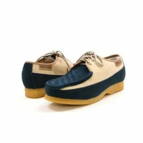 British Walkers Crown Men's Navy and Beige Suede Crepe Sole Low Top Shoes