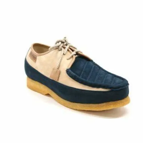 British Walkers Crown Men's Navy and Beige Suede Crepe Sole Low Top Shoes