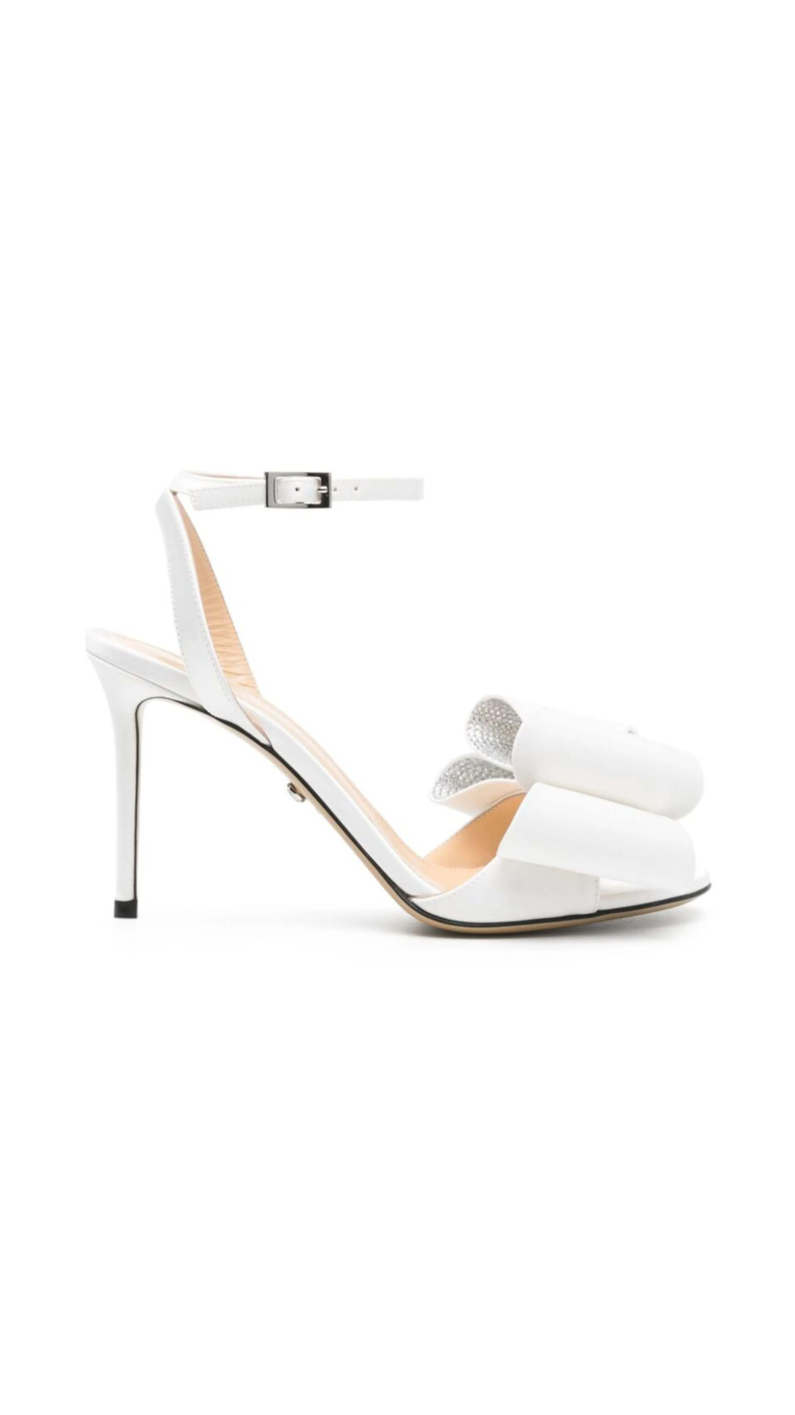 Cadeau Double-Bow Silk Satin Ankle Sandals - White