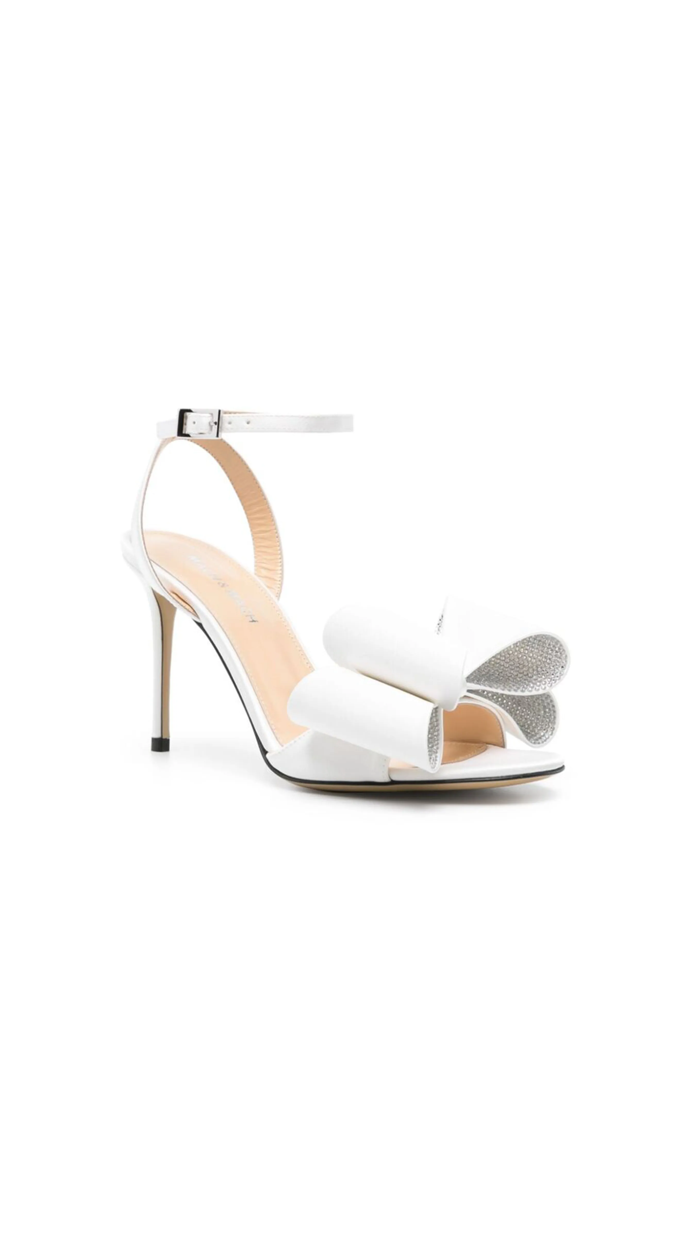 Cadeau Double-Bow Silk Satin Ankle Sandals - White