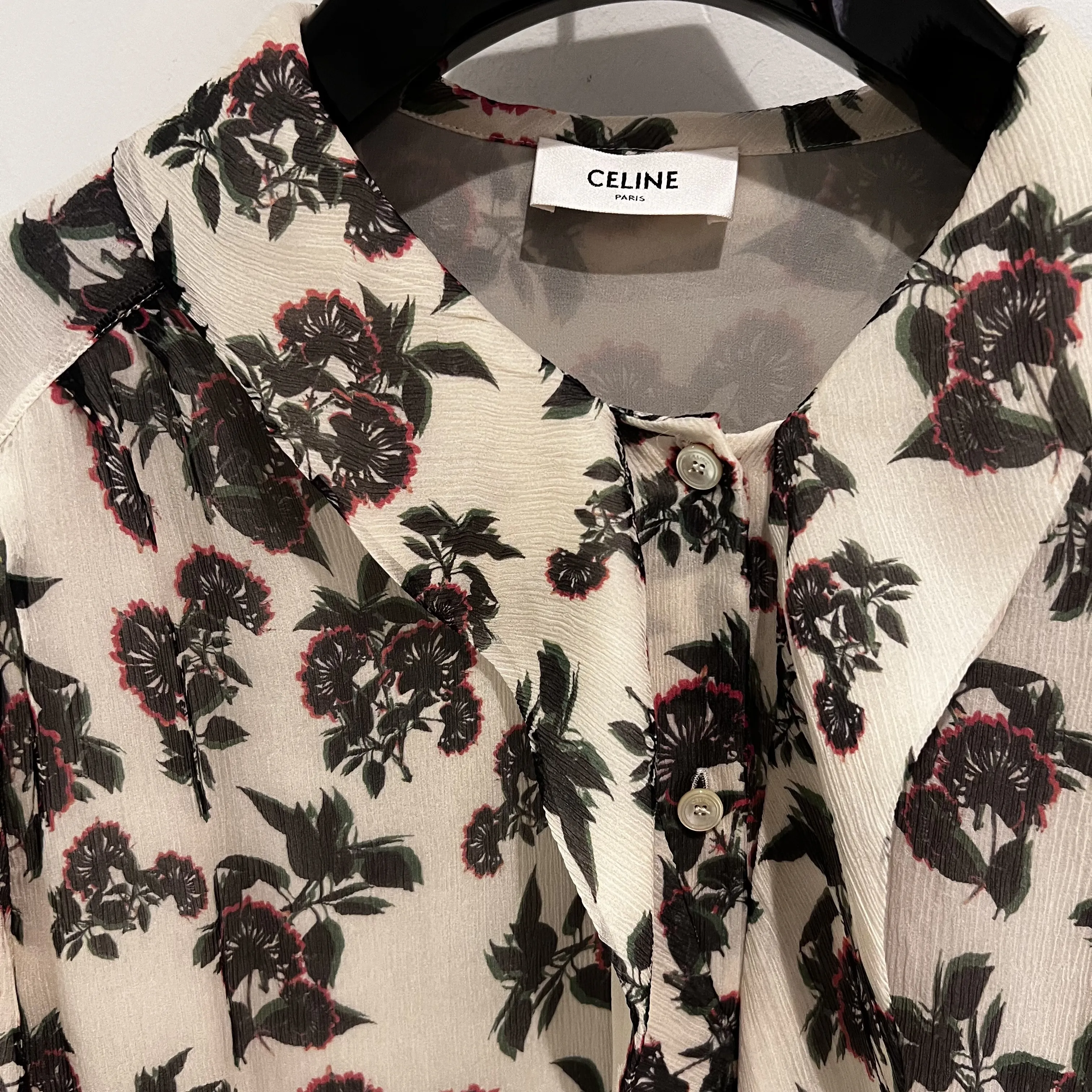 CELINE  |Blouse with bow in silk crepon