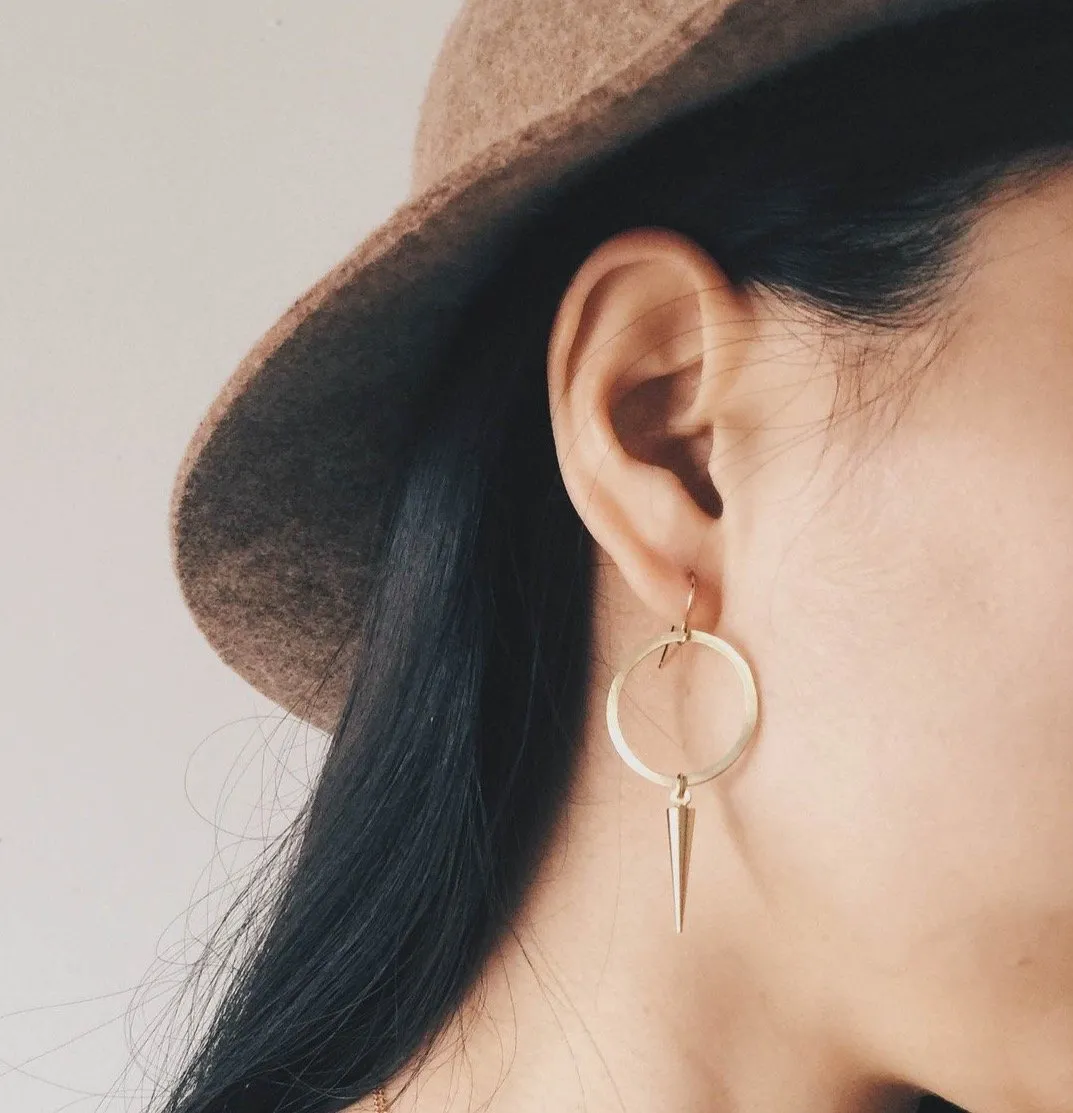 Circle Drop Spike Earrings