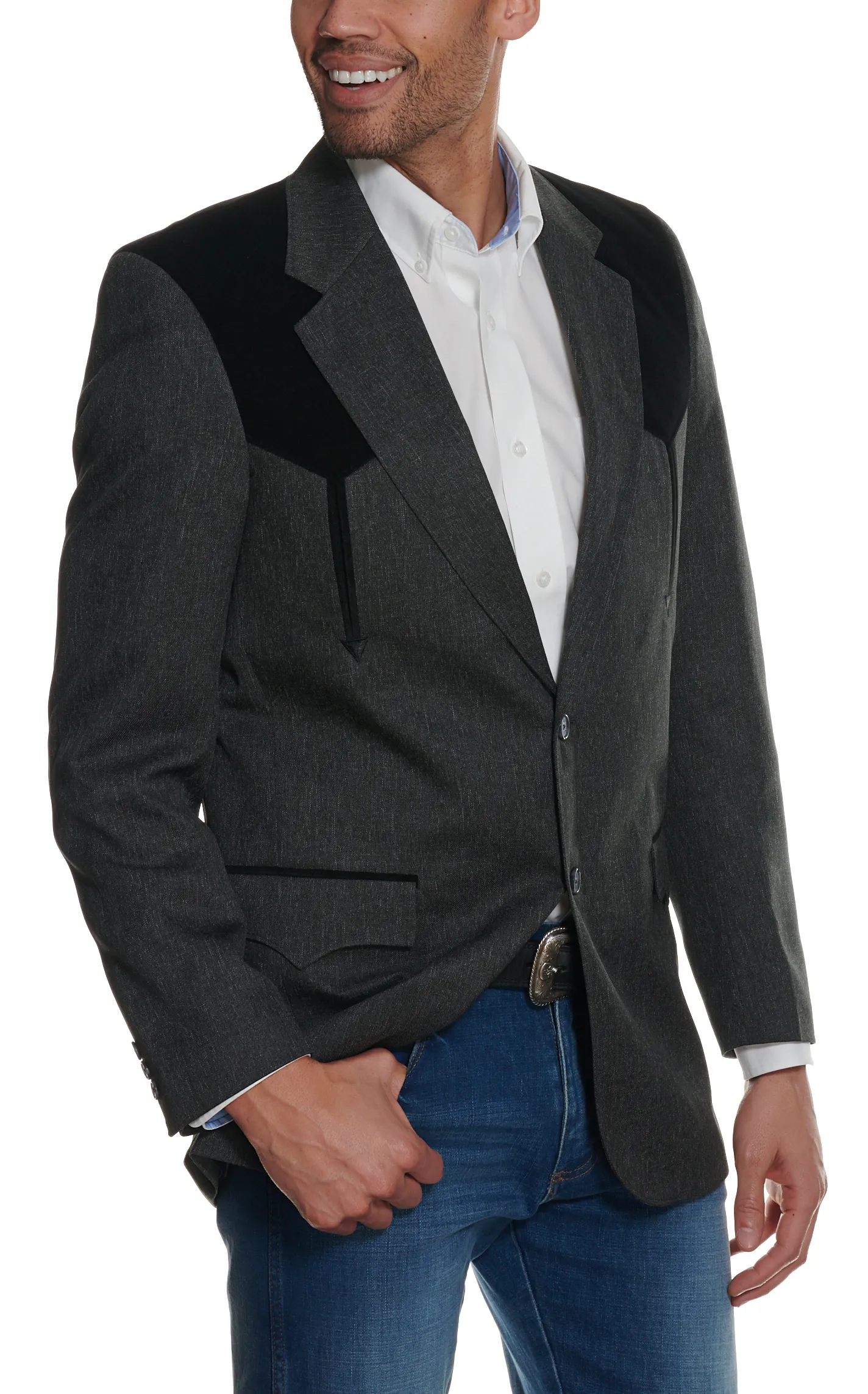 Circle S Men's Charcoal Grey And Black Sport Coat