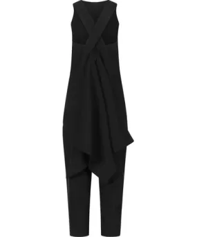 Clothes by Locker Room Two-Piece Boxy Criss-Cross Back Tiered Top & Relaxed Pants Co-Ord Set In Black