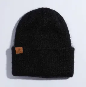 COAL PEARL FUZZY KNIT BEANIE