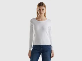 Crew neck sweater in pure cotton - White | Benetton