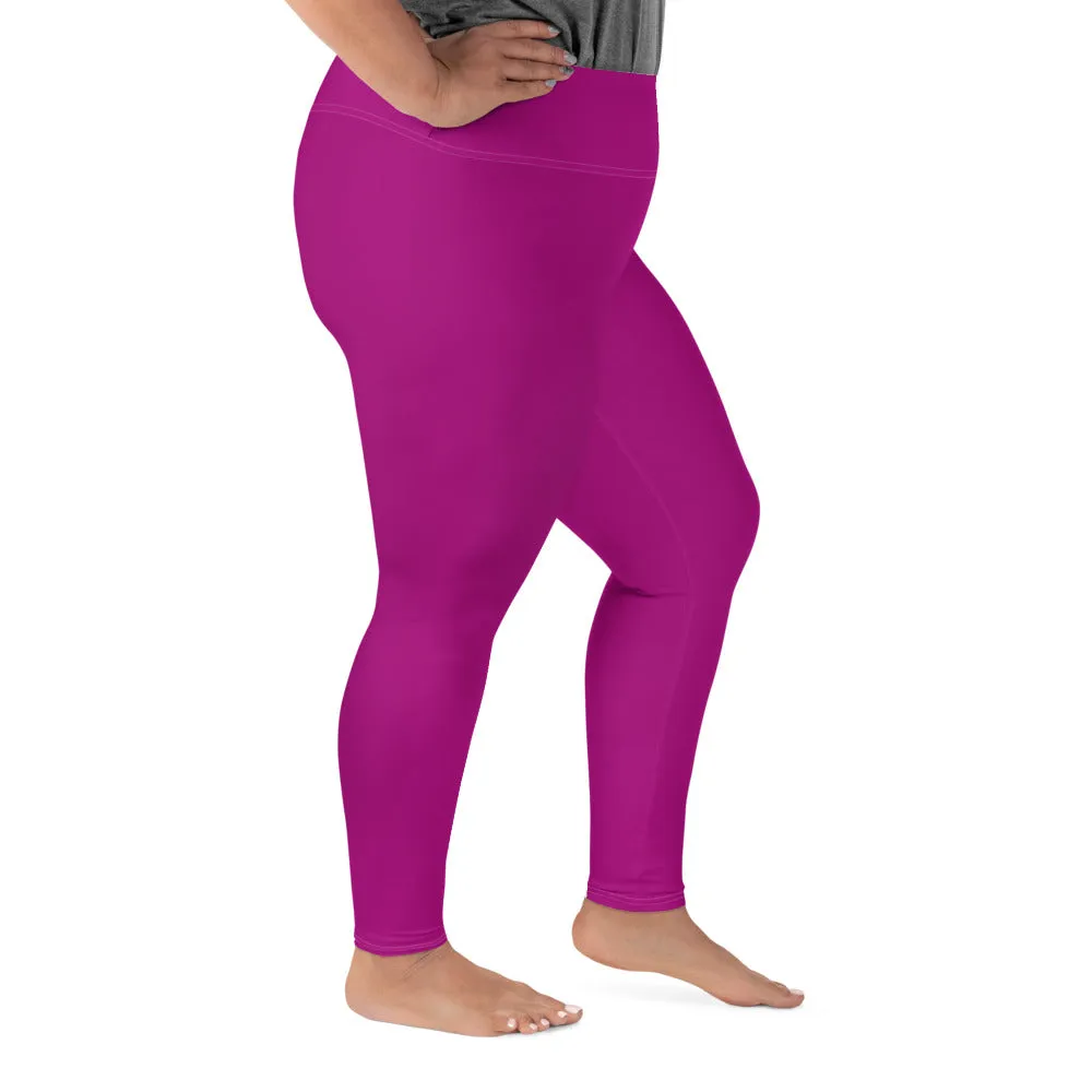 Curve-Hugging Style: Women's Plus Size Solid Yoga Leggings - Fresh Eggplant