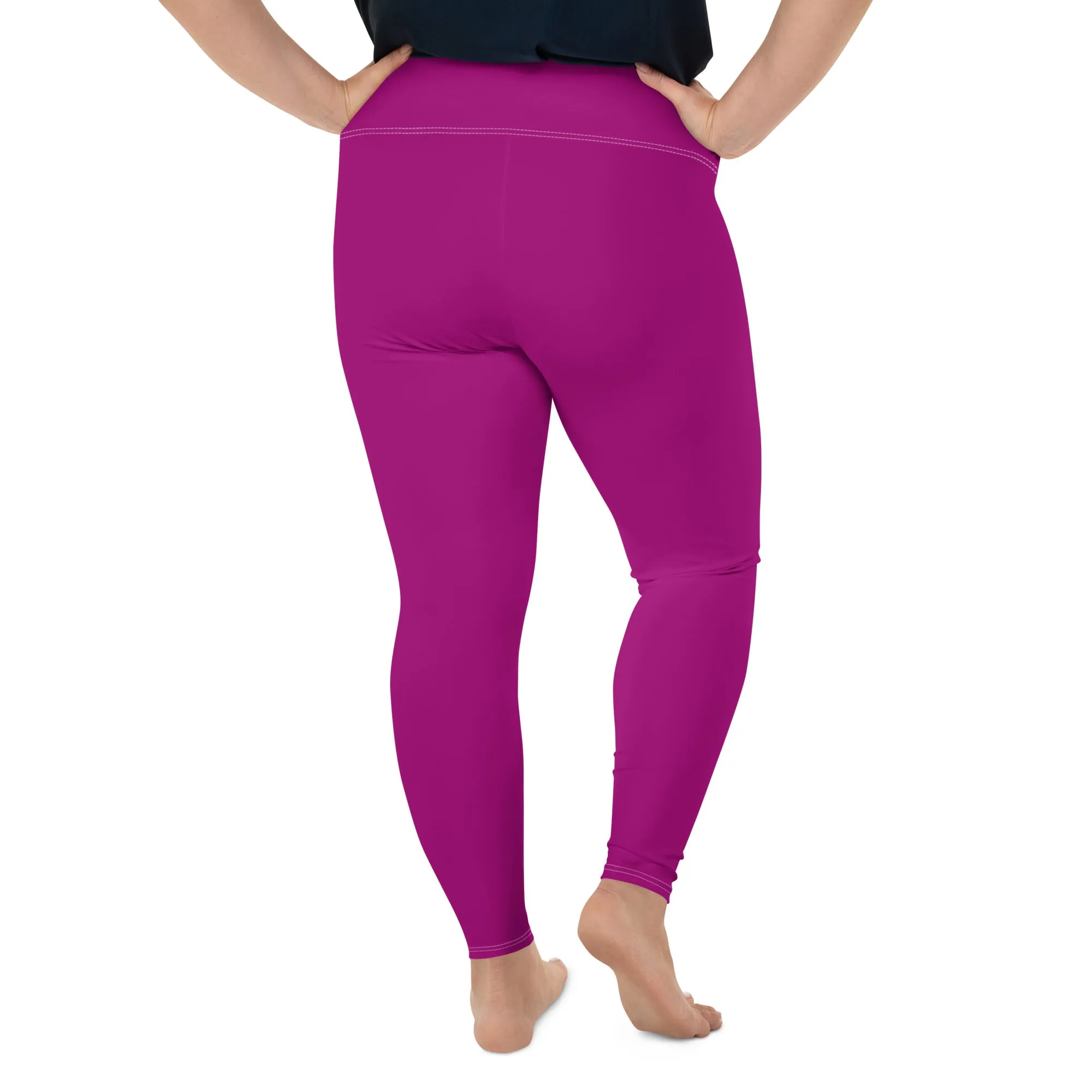 Curve-Hugging Style: Women's Plus Size Solid Yoga Leggings - Fresh Eggplant