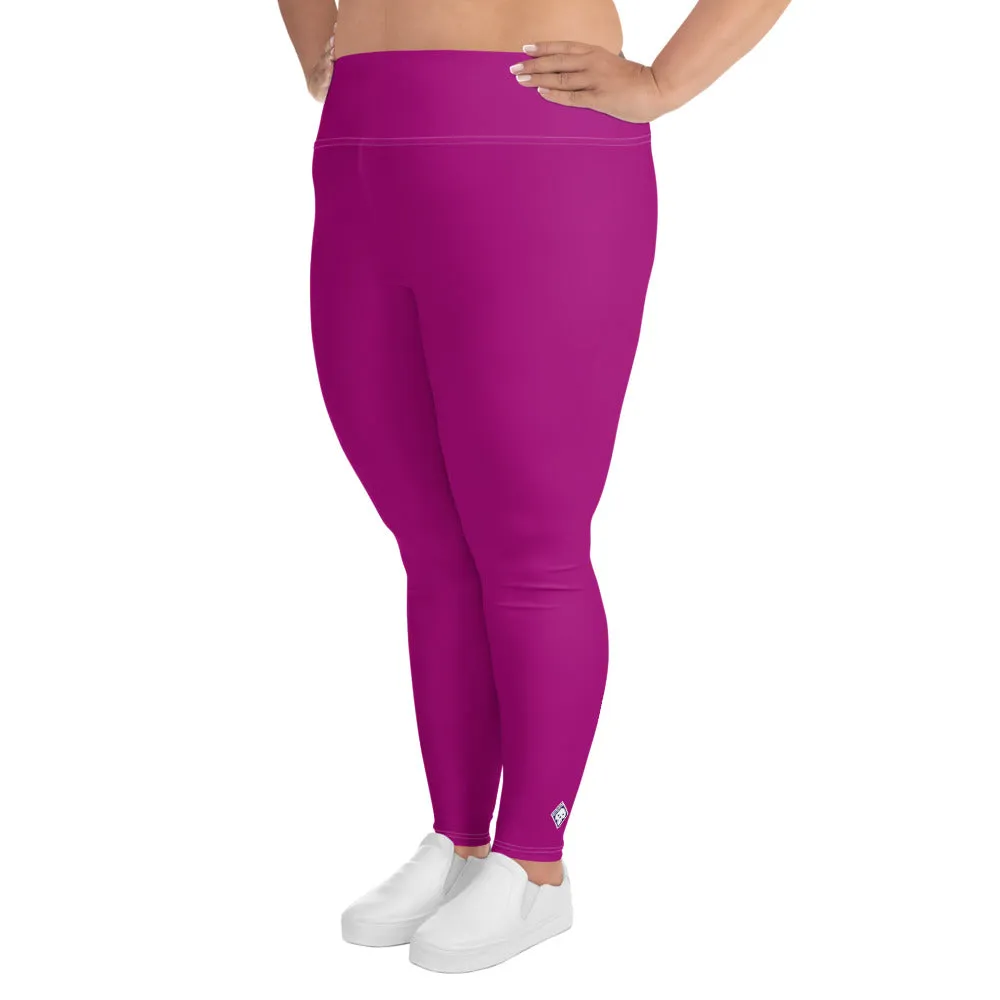 Curve-Hugging Style: Women's Plus Size Solid Yoga Leggings - Fresh Eggplant