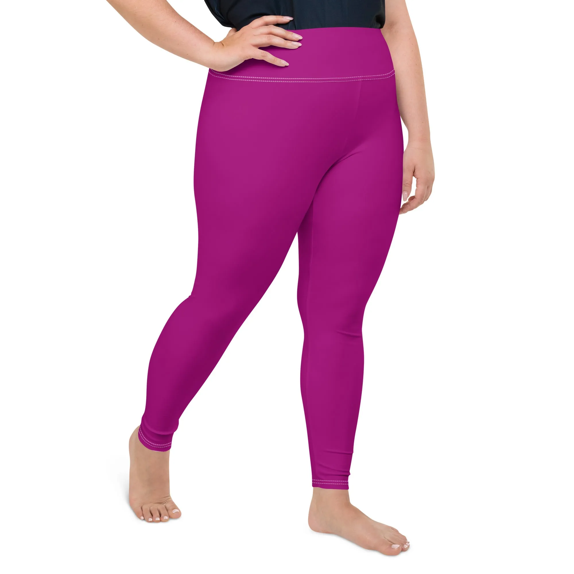 Curve-Hugging Style: Women's Plus Size Solid Yoga Leggings - Fresh Eggplant