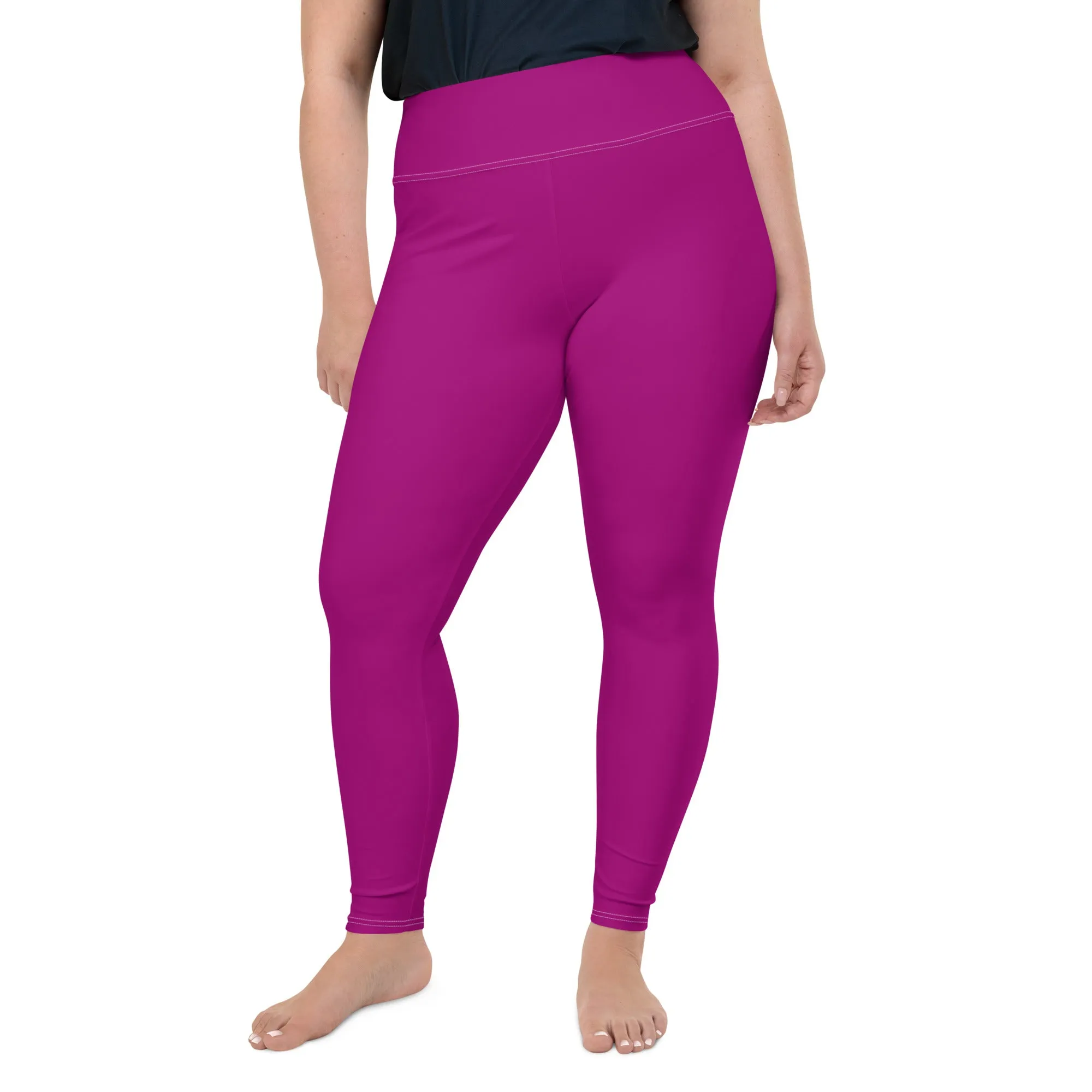 Curve-Hugging Style: Women's Plus Size Solid Yoga Leggings - Fresh Eggplant